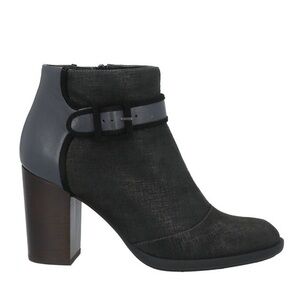 nib Chie Mihara ‘Faysal’ Black Textured Leather Ankle Boots with Buckle size 7